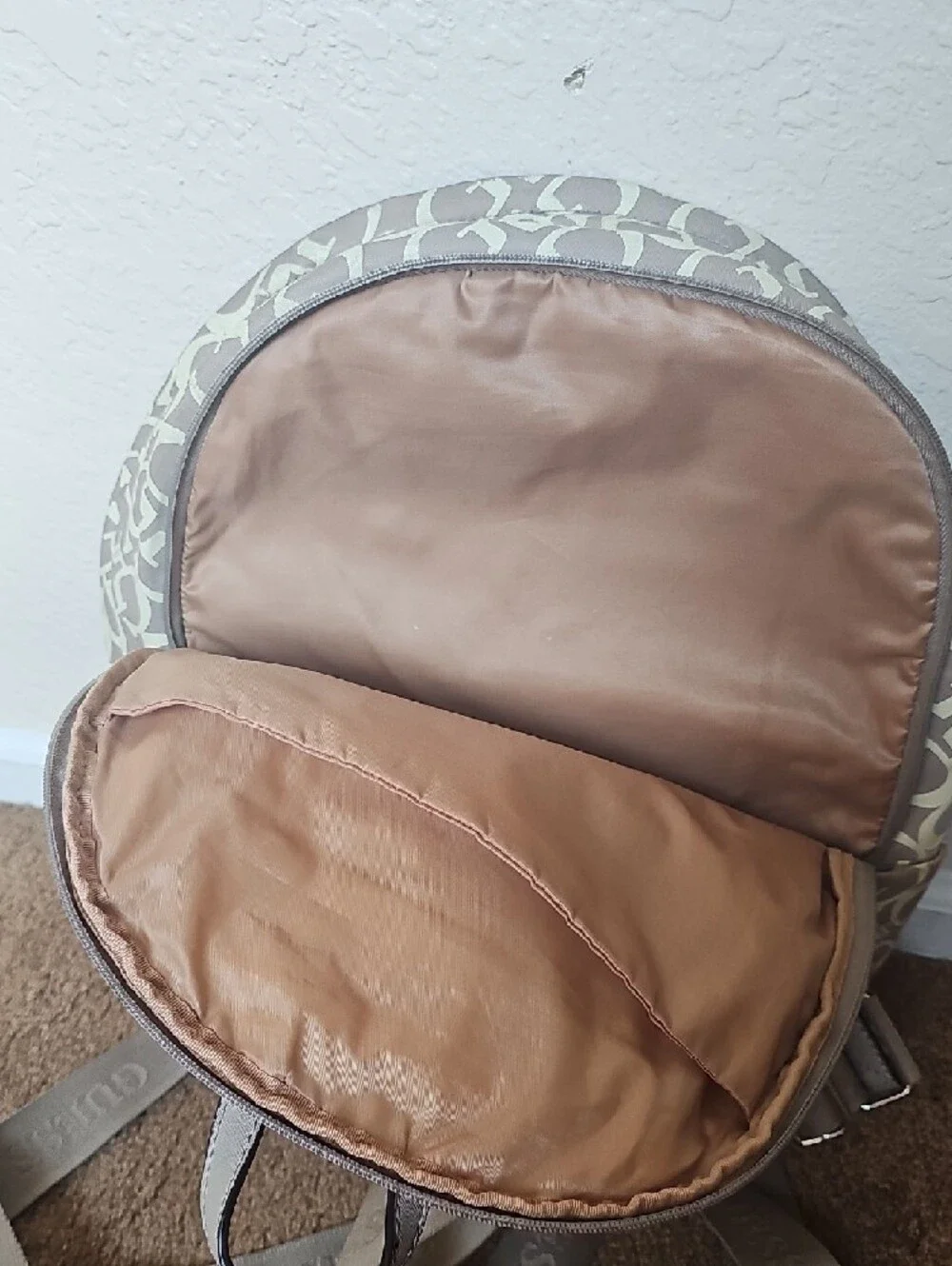 Guess Taupe and Cream Logo-Print Men's Backpack
